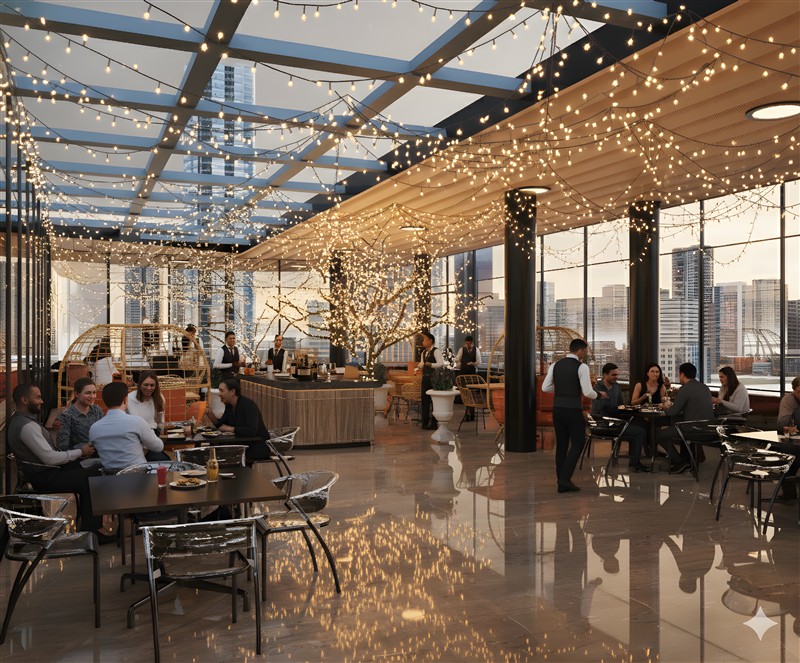 Rooftop dining — KOURTYARD visualisation